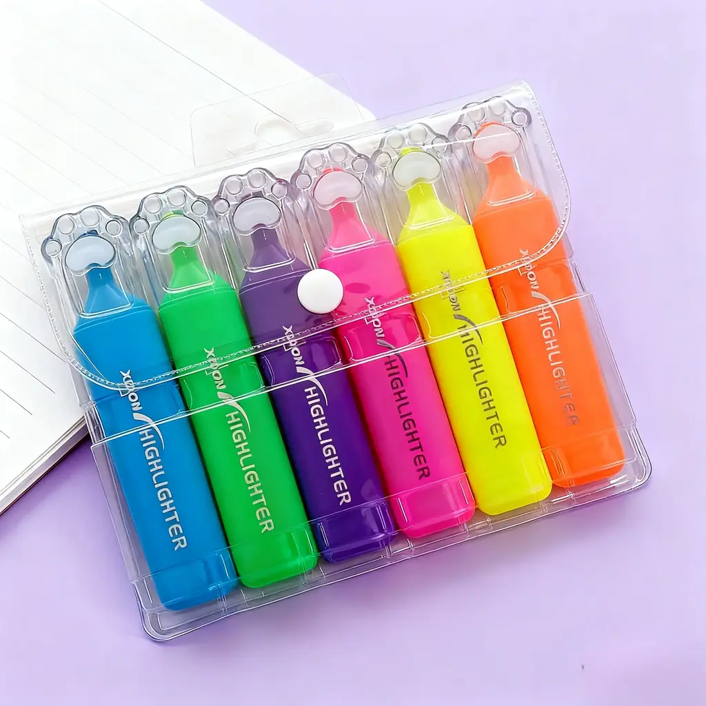 905-6 Cat Claw Fluorescent Pen - Bagged 6 Pieces
