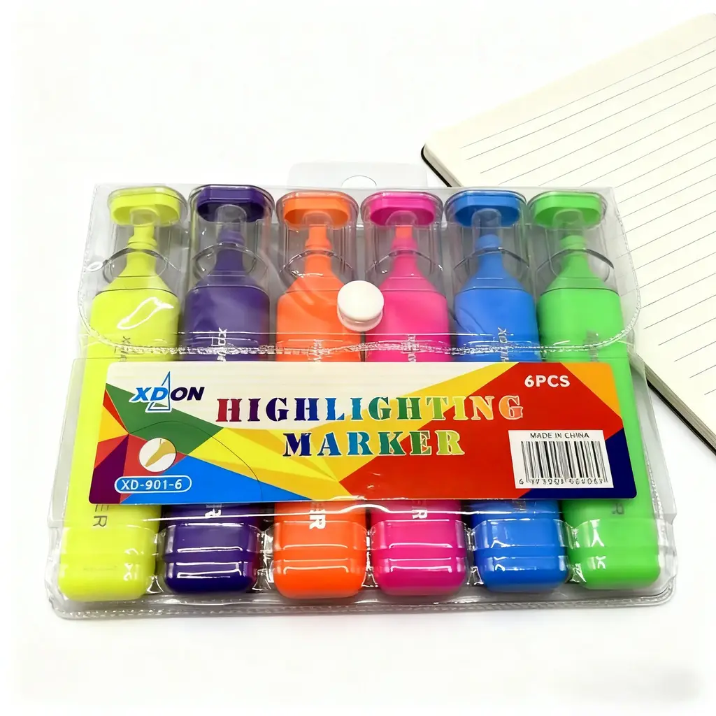 901-6 Fluorescent Pen - Bagged 6 Pieces