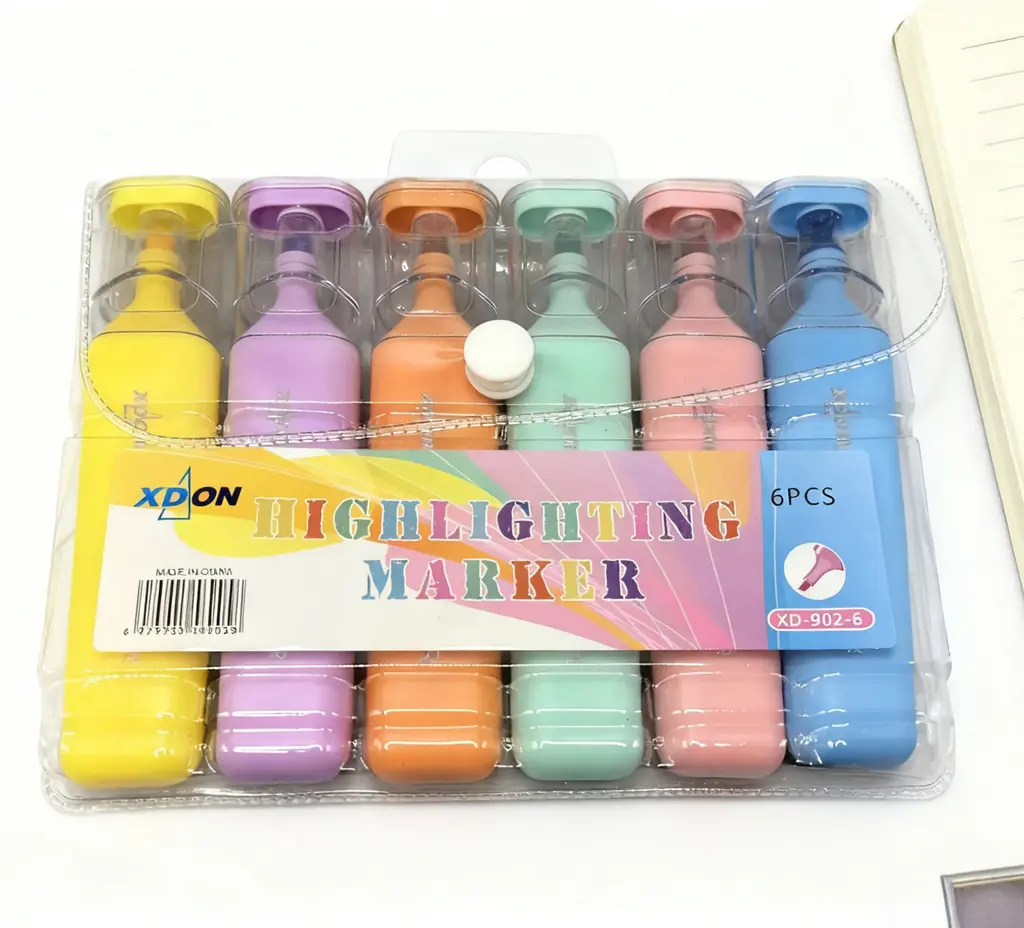 902-6 Macaroon Fluorescent Pen - Bagged 6 Pieces