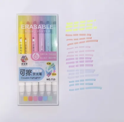 715-6 Erasable Fluorescent Pen 6 Colors - Display Boxed