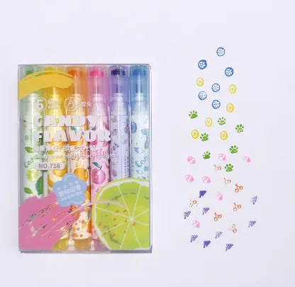 716-6 Seal Fragrance Fluorescent Pen 6 Colors - Display Boxed