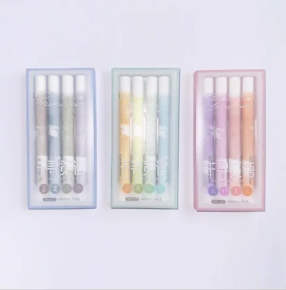 717-6 Eye-Protecting Soft Head Fluorescent Pen 4 Colors - Display Boxed