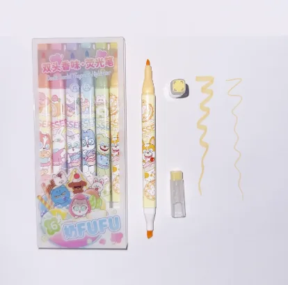 720-6 Double Head Fragrance Fluorescent Pen 6 Colors - Display Boxed