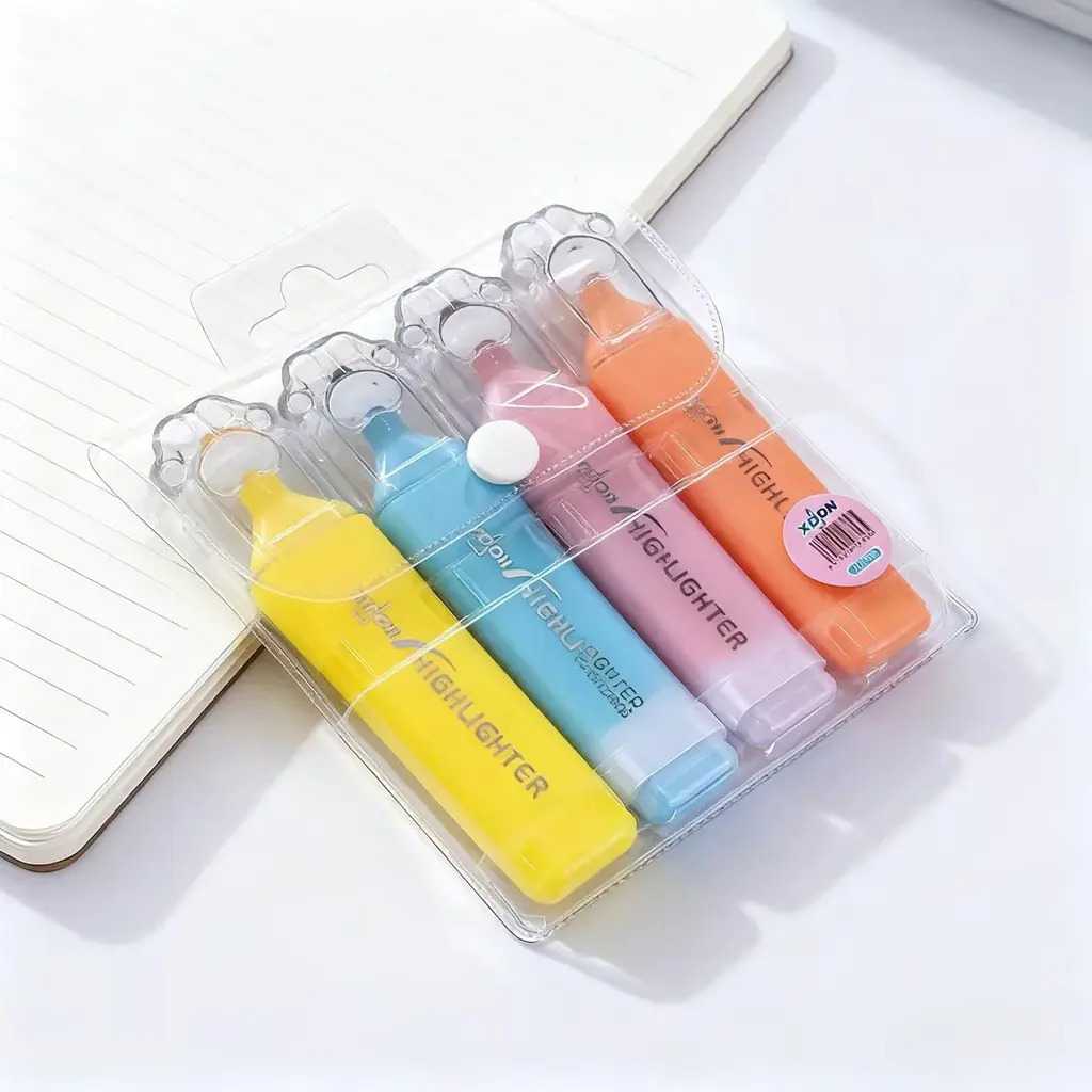 906-4 Macaroon Cat Claw Fluorescent Pen - Bagged 4 Pieces