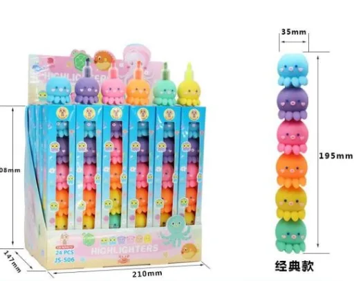 JS-057 Ice Cream Shape Fluorescent Pen - Display Box