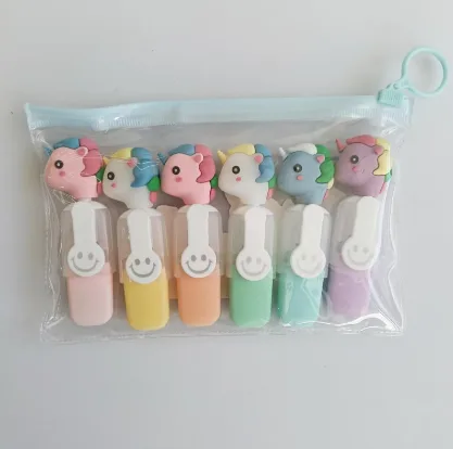 KC-228-40 Unicorn Fluorescent Pen PVC Bagged 6 Pieces