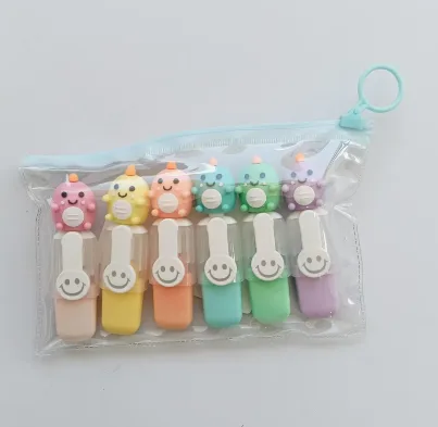 LX-309-25 Milk Dragon Fluorescent Pen PVC Bagged 6 Pieces