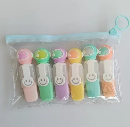 KC-228-32 Space Man Fluorescent Pen PVC Bagged 6 Pieces