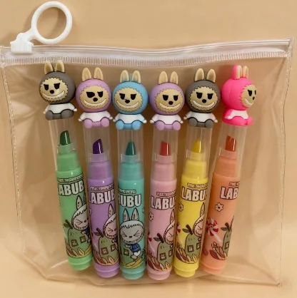 LX-218B-21 Laublaub Fluorescent Pen PVC Bagged 6 Pieces