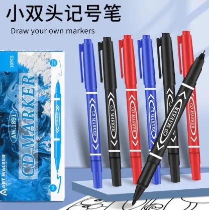 AW-1891 Small Double-Head Oil-Based Marker Boxed Black