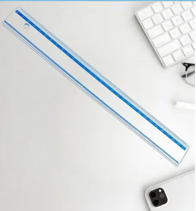 White Blue Line 30CM Hard Ruler