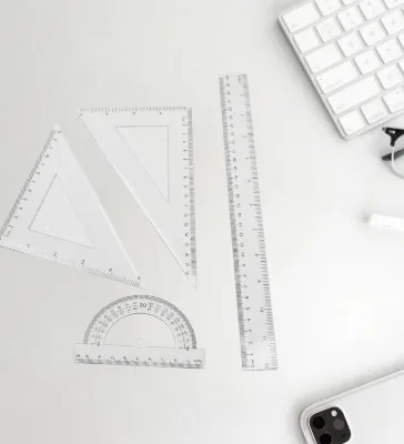 White 20CM Hard Ruler (Semicircular Measuring Compass) 4-piece Set