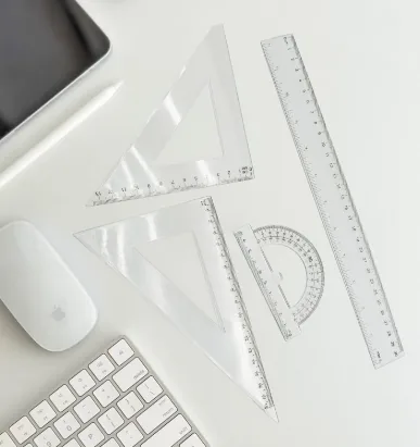 White 30CM Hard Ruler (Semicircular Measuring Compass) 4-piece Set