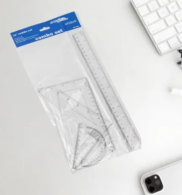 White 30CM Hard Ruler (Semicircular Measuring Compass) 4-piece Set