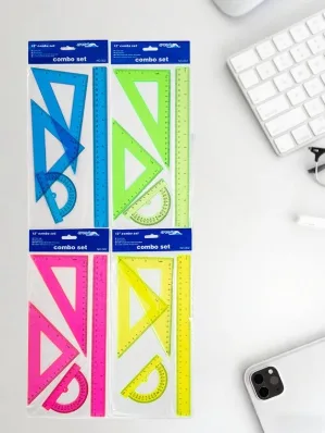 8012 Fluorescent 30CM Hard Ruler 4-piece Set