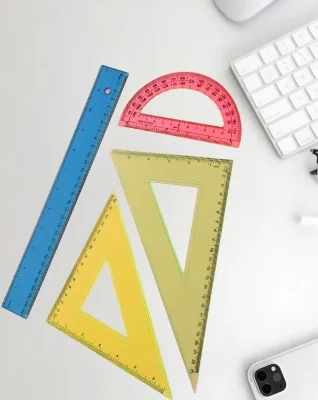 Colorful 30CM Hard Ruler (Semicircular Measuring Compass) 4-piece Set