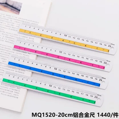 MQ1515 Color Stripe Wide Face Aluminum Ruler 15cm