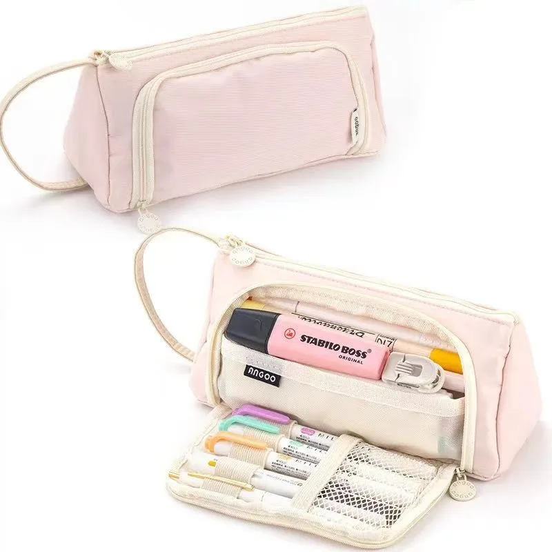 1651-2 Diagonal Triangle Pen Bag - Pink