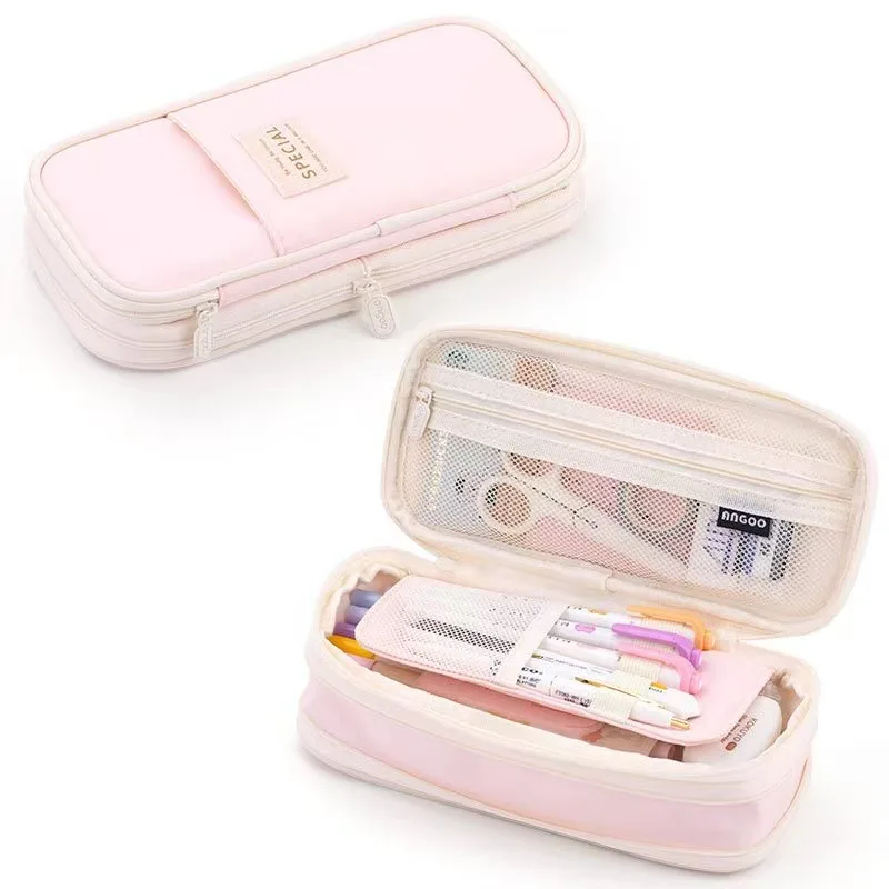 1801-4 Diagonal Stretchable Pen Bag - Pink