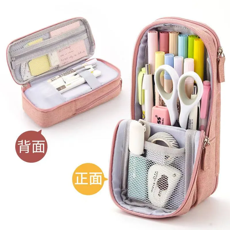 1820-1 Magnetic Closure Small Schoolbag Pen Bag - Dark Pink