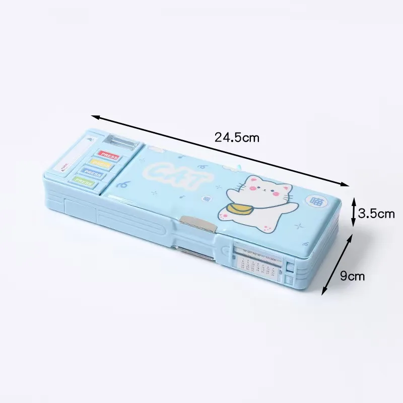 H-8557-5 Double Sided Light Blue Lucky Cat Stationery Box