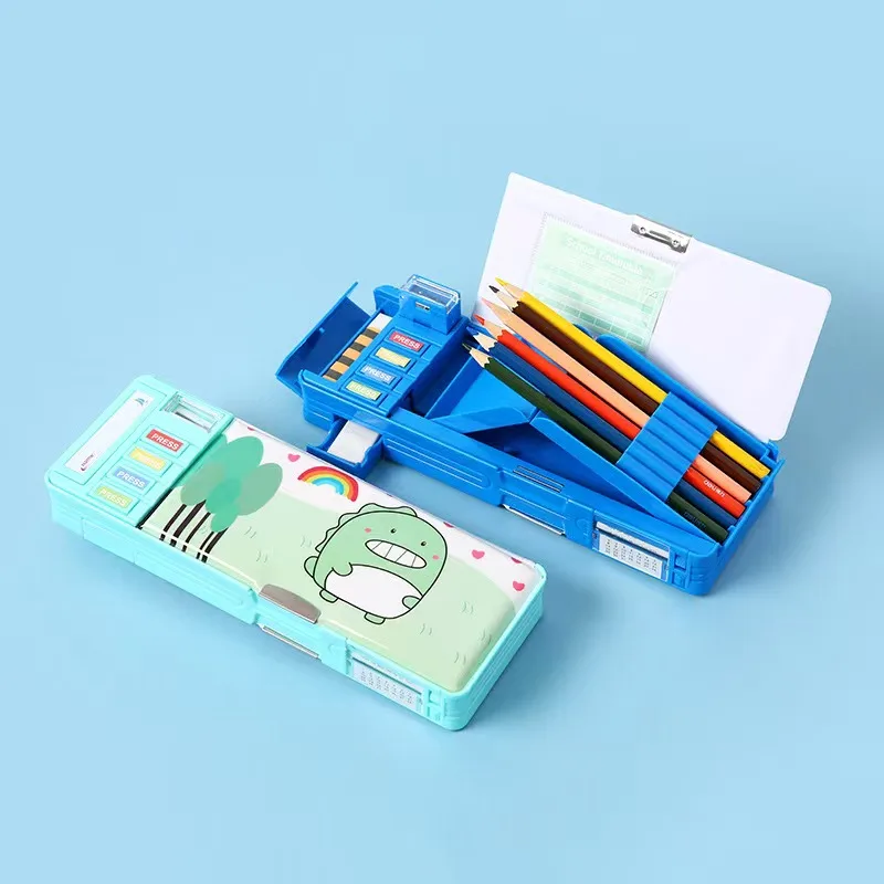 H-8557-7 Double Sided Green Dinosaur Stationery Box