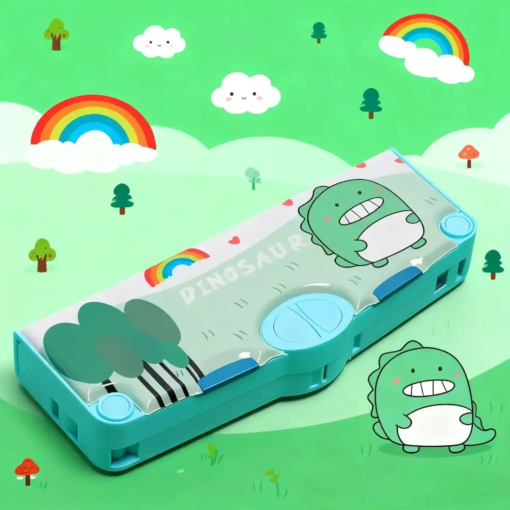 H-8558-5 Green Dinosaur Stationery Box