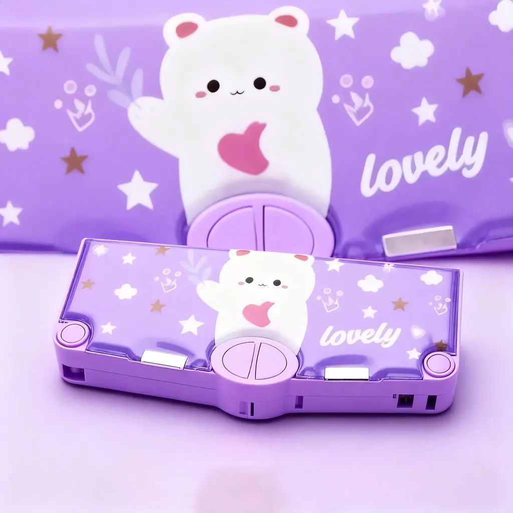 H-8558-9 Purple Bear Two Stationery Box