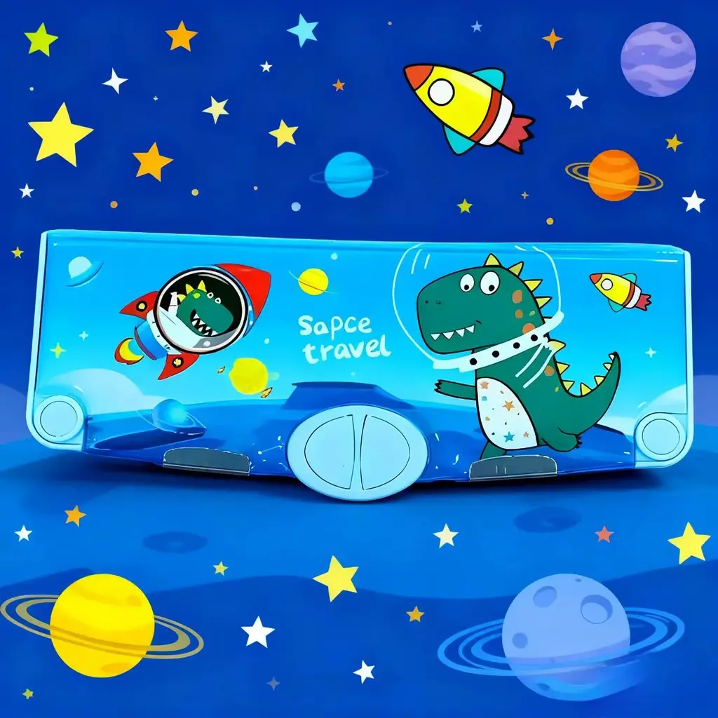 H-8558-16 Blue Rocket Dinosaur Stationery Box