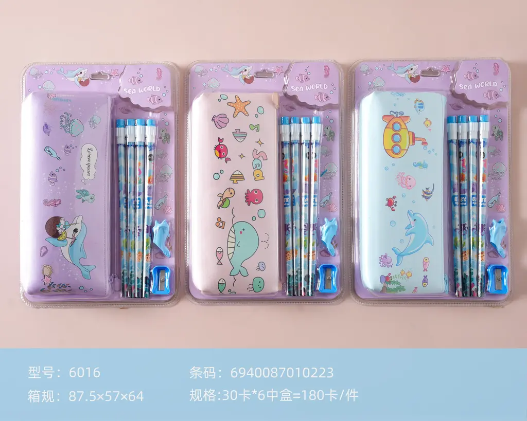 6016 Ocean World Pen Bag and Pencil Set