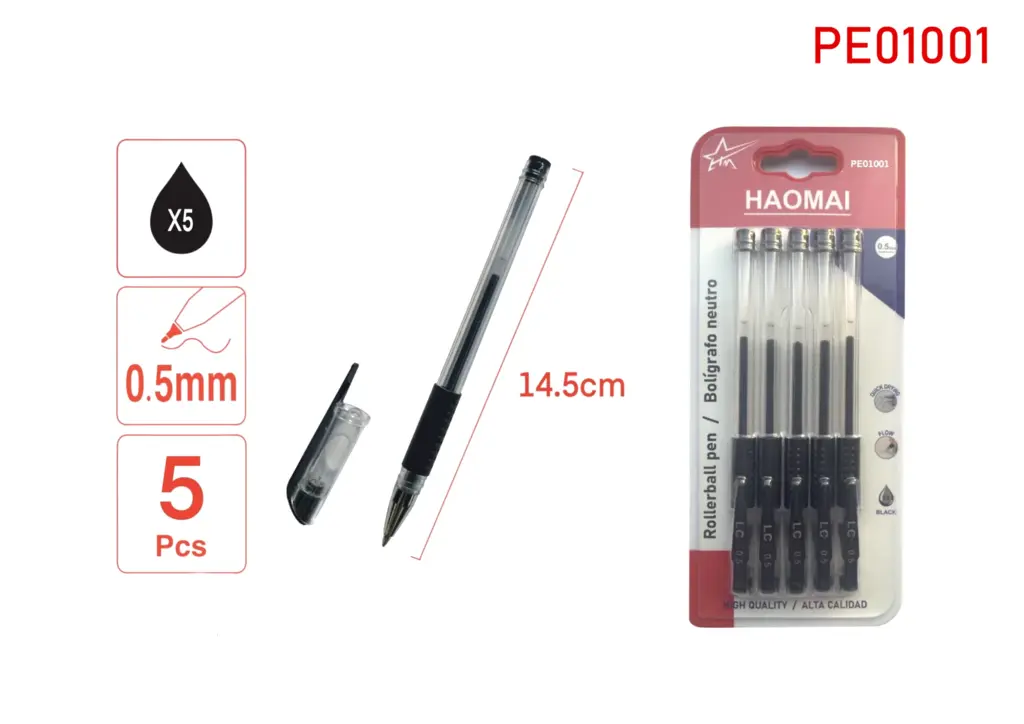 PE01001 Five Neutral Pens // Pen Cartridges 5 Black