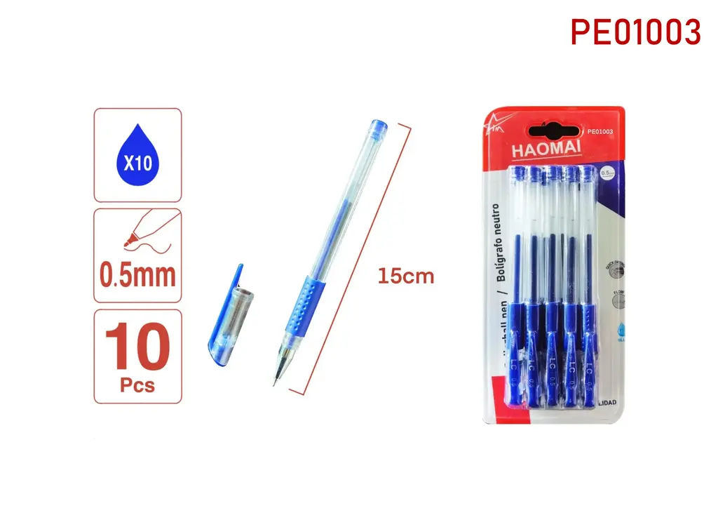 PE01003 10 Neutral Pens (Blue)