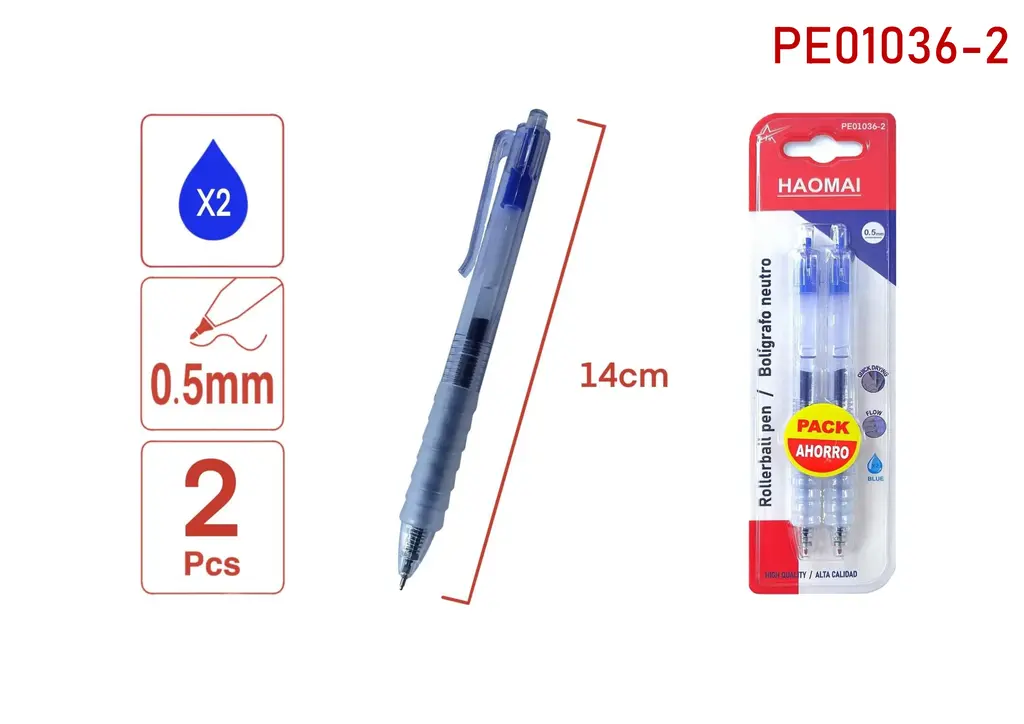 PE01036-2 Blue-Blue Two Neutral Pens