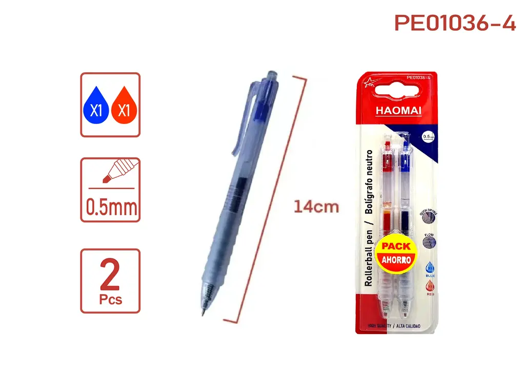 PE01036-4 Blue-Red Two Neutral Pens