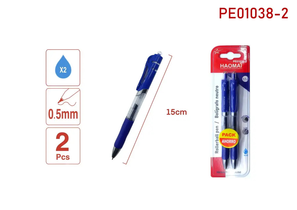 PE01038-2 Blue-Blue Two Neutral Pens