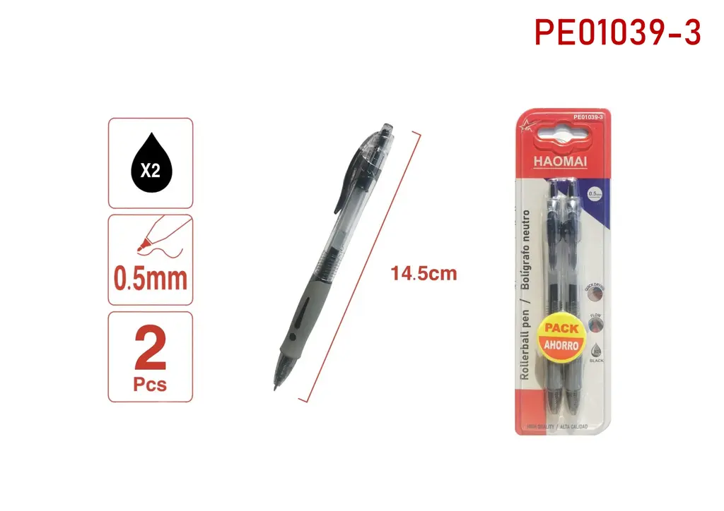 PE01039-3 Two Black Neutral Pens
