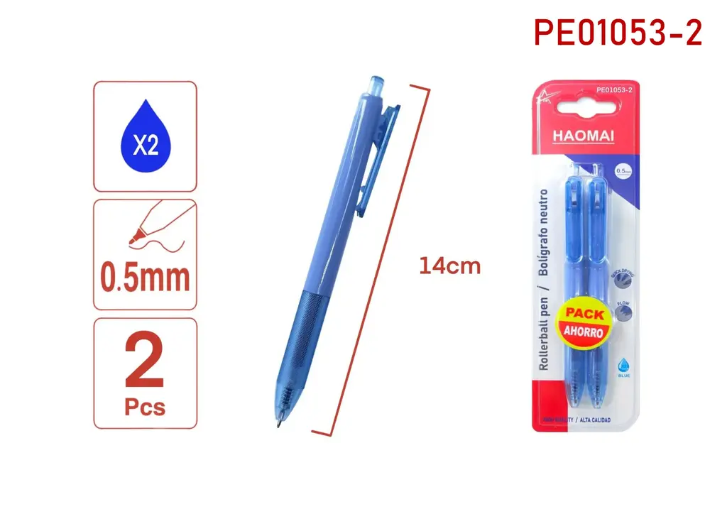PE01053-2  Two blue neutral pens