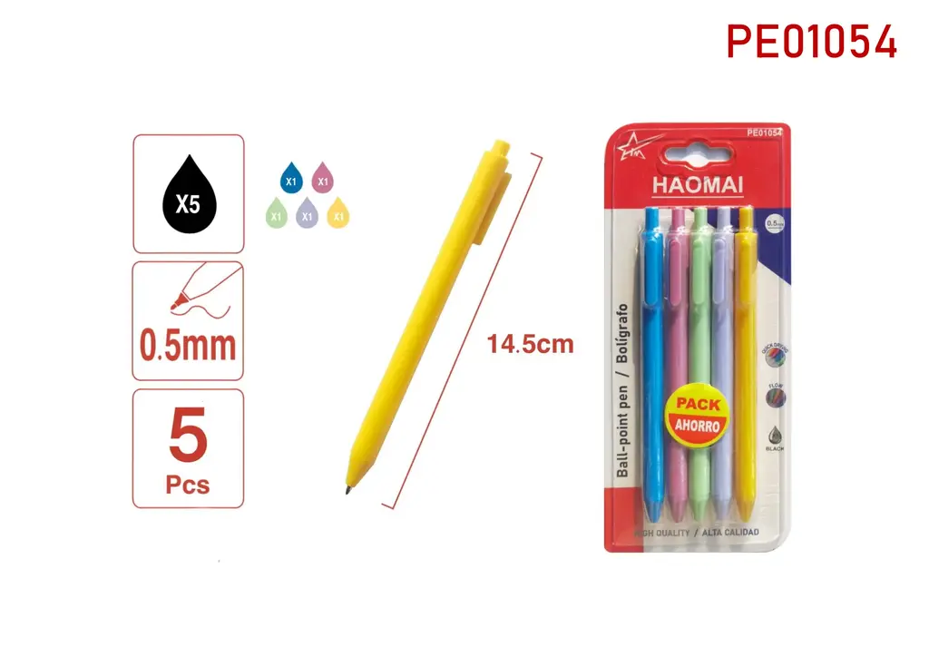 PE01054  Five ballpoint pens