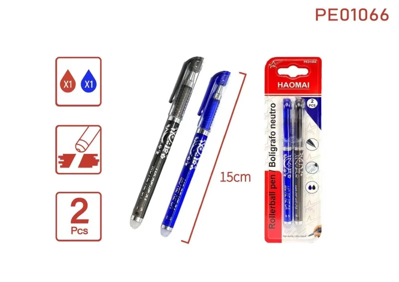 PE01066 Two flower-shaped Card erasable pens - blue and black