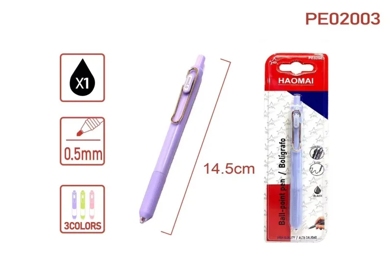 PE02003 Three-color single metal hook black-core neutral pen