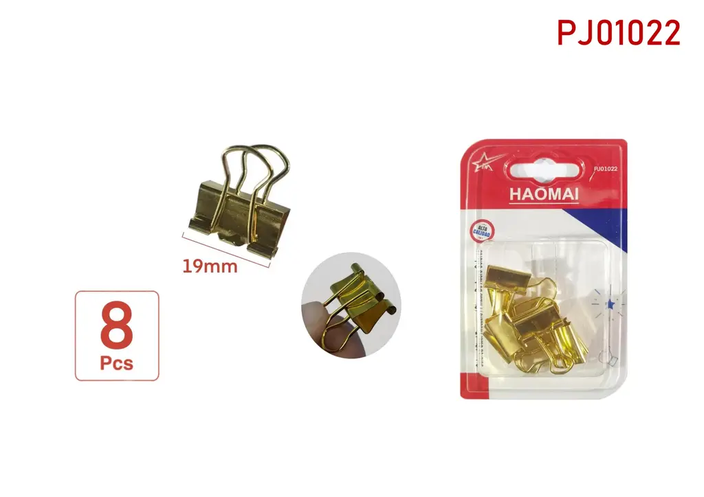 PJ01022  19mm gold土豪 color long tail clip / 8PCS