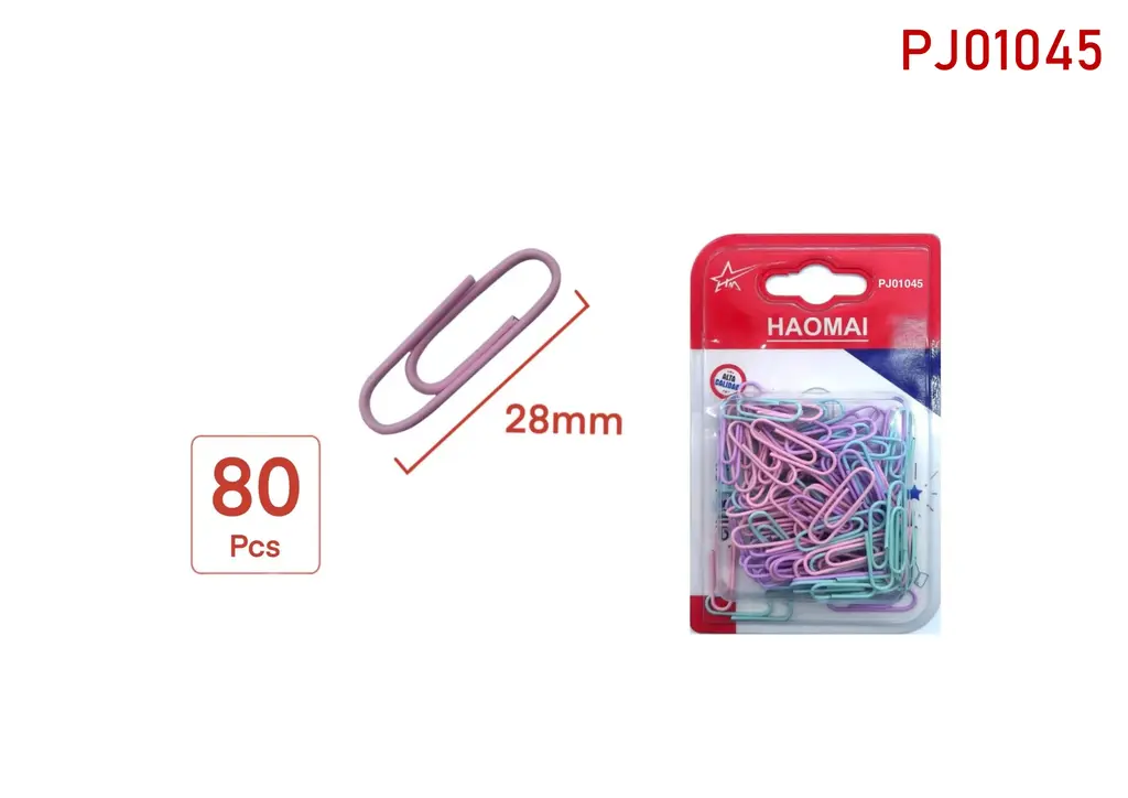 PJ01045  28 Markon round paperclip / pink / green / purple 80P