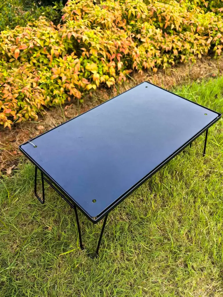 Black Mesh Table with Steel Top - W-116
