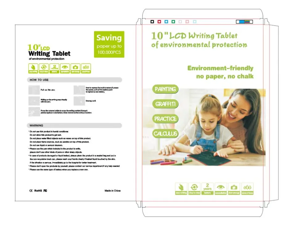 HX1000 LCD drawing board 10-inch straight-edge LCD writing tablet with colored handwriting