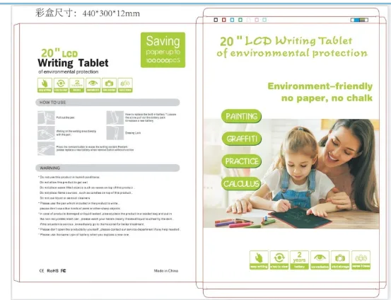 H20 LCD writing tablet landscape 20-inch - colored handwriting