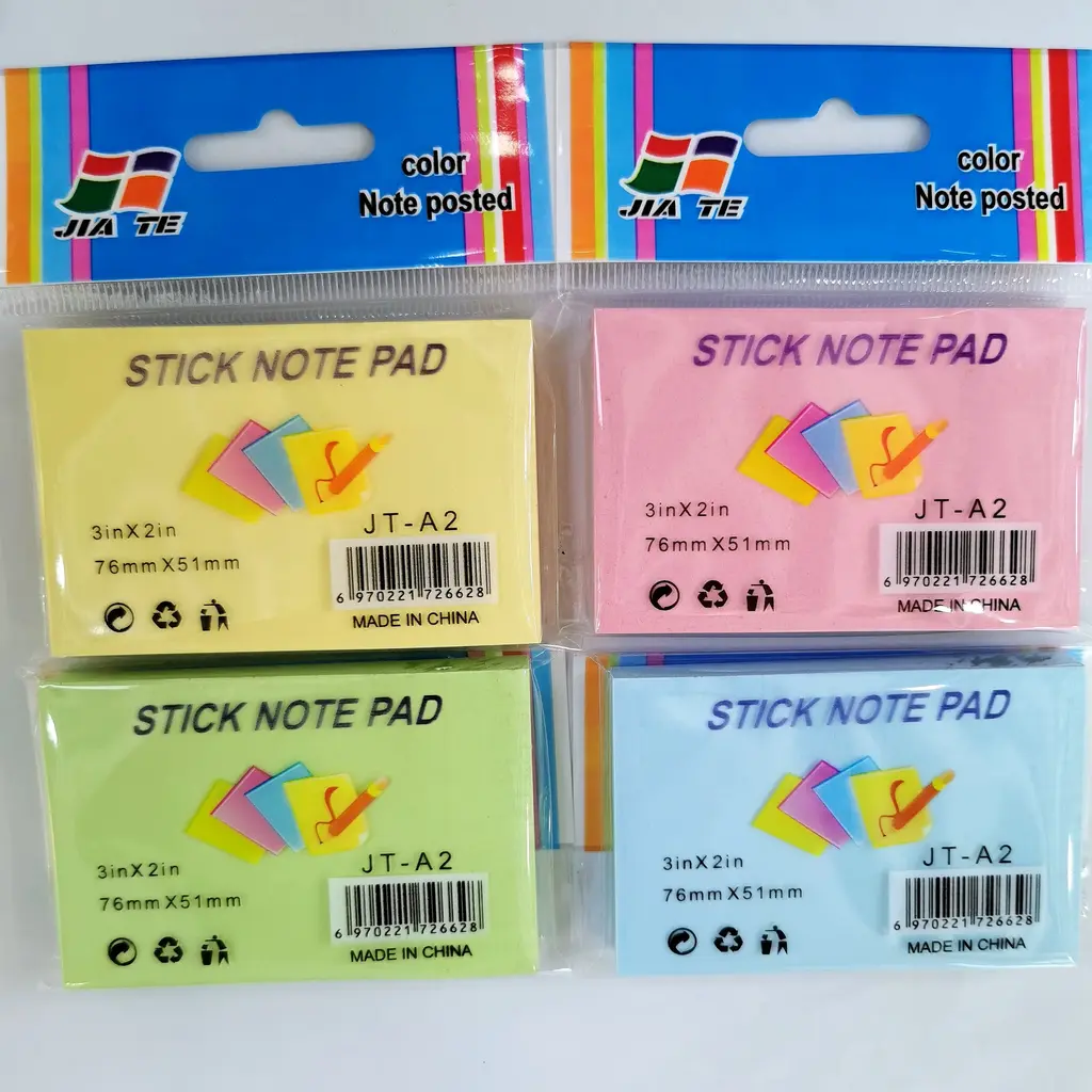 JT-A2 All-Color 3*2 Single-Sided Post-it Notes, 100 Sheets