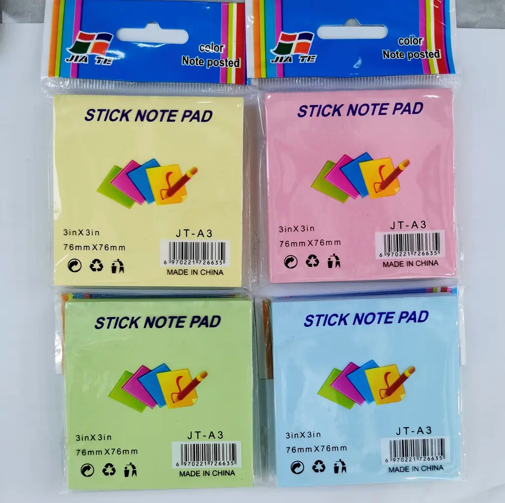 JT-A3 All-Color 3*3 Single-Sided Post-it Notes, 100 Sheets