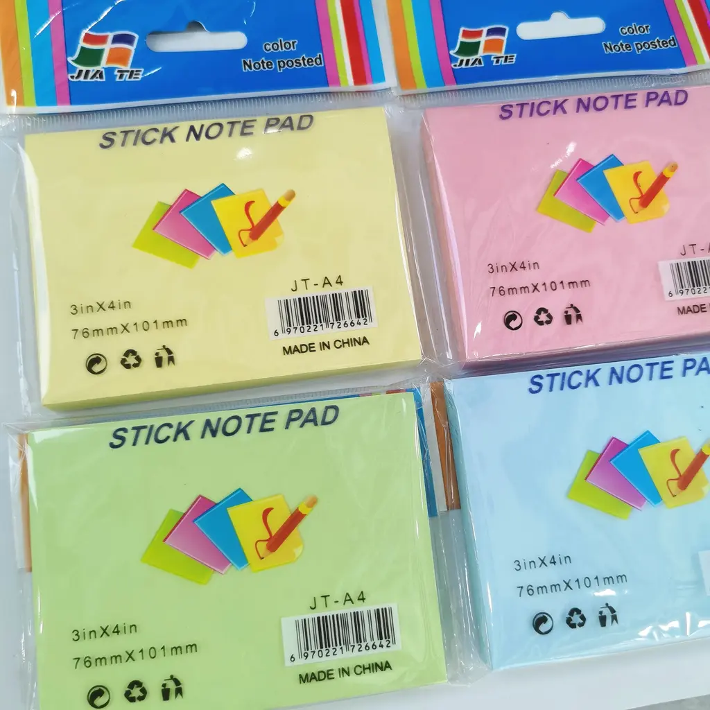 JT-A4 All-Color 3*4 Single-Sided Post-it Notes, 100 Sheets