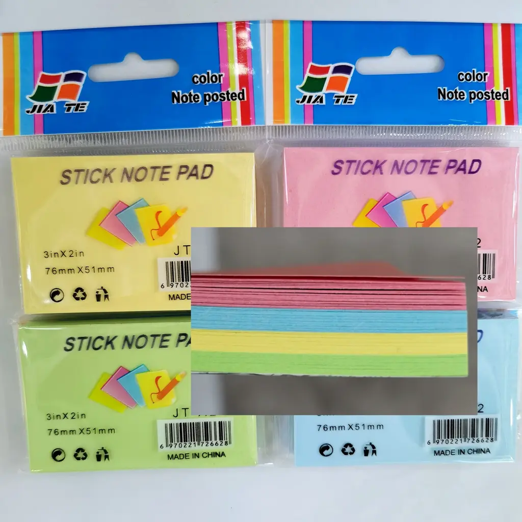 JT-D2 All-Color 3*2 Multi-Color Post-it Notes, 100 Sheets