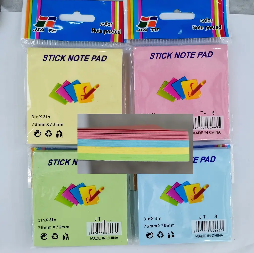 JT-D3 All-Color 3*3 Multi-Color Post-it Notes, 100 Sheets